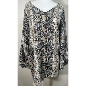 Snake Print Tunic Blouse Belongsci Women’s Sz Small V-Neck Long Sleeve